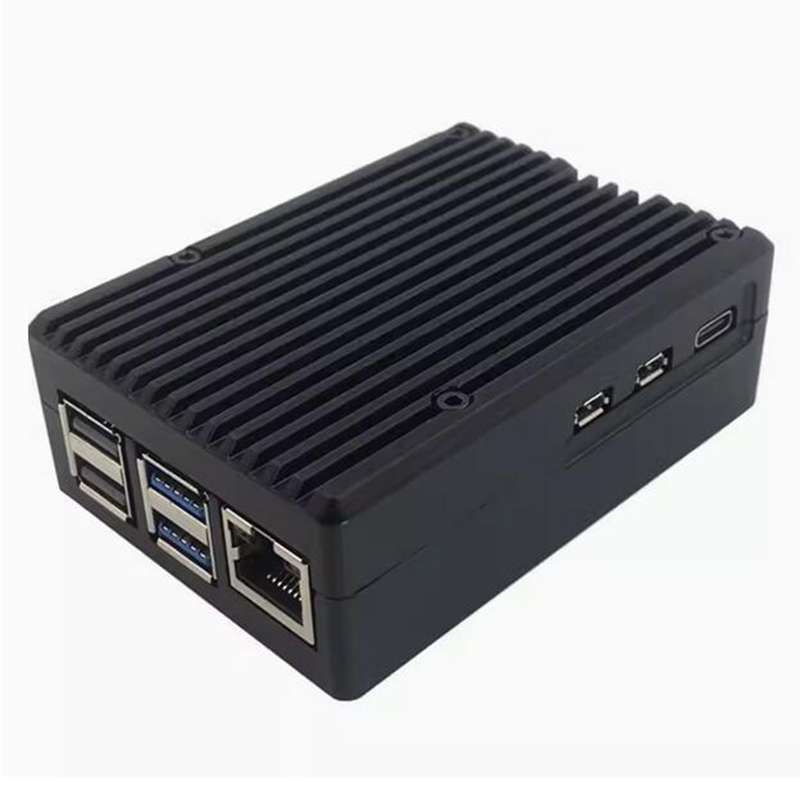 Boîtier Raspberry Pi 5 aluminium noir avec ventilation